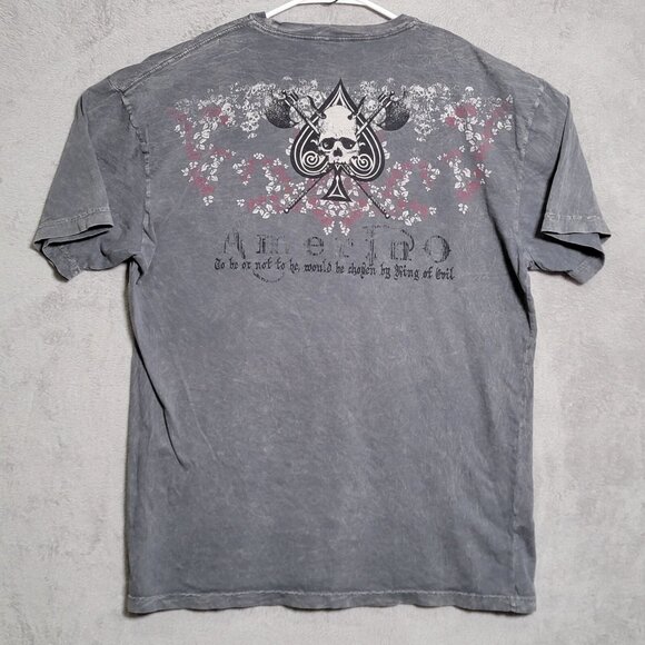 Vintage OTB One True Brand‎ T-Shirt Mens Sz XL Gray Skull Spade Gothic Biker USA - Picture 3 of 9